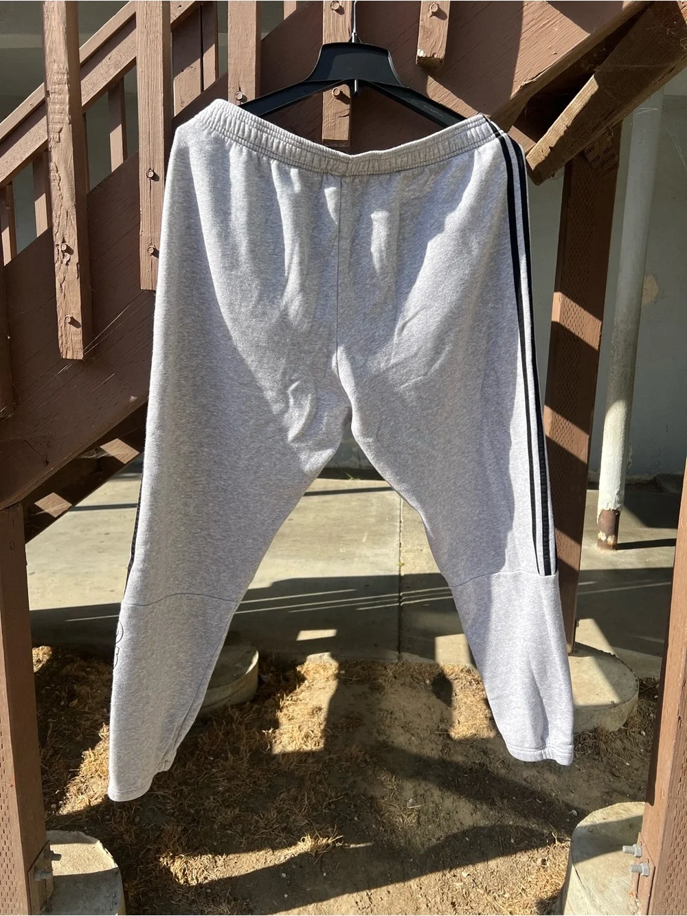 adidas Gray Jogger Sweatpants with Black Side Stripes
